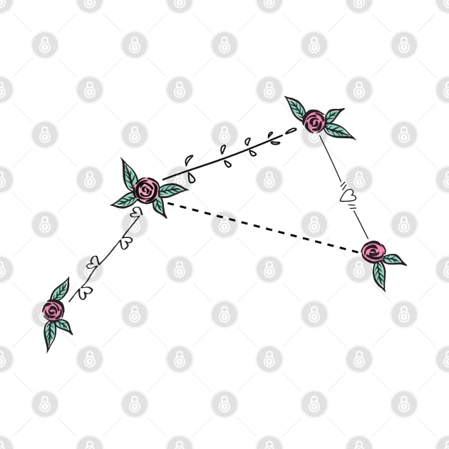 Antlia (Air Pump) Constellation Roses and Hearts Doodle by EndlessDoodles