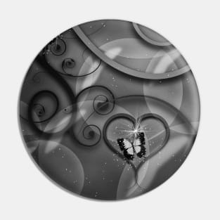 Hearts Twinkling, Vines Creeping, Butterflies Flying, Bubbles Floating , Flowers & Leaves in a Fantasy World of Black & White Pin