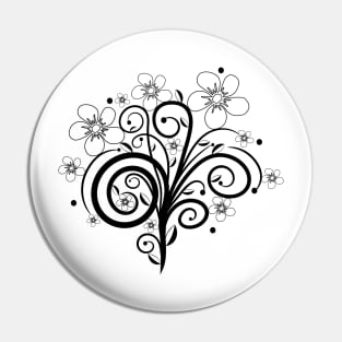 black, white, flower tendril, blooming, bloom, bunch of flowers Pin