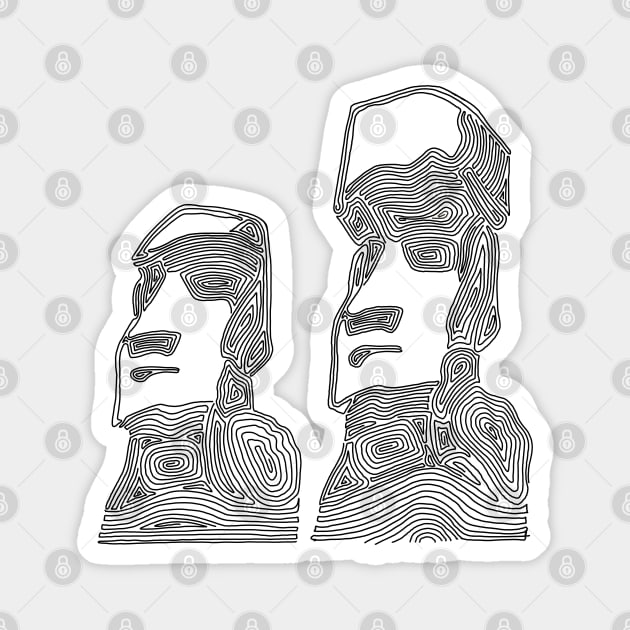 Mo'ai Easter Island Monolith Heads (Black Swirls) Magnet by Slightly Unhinged