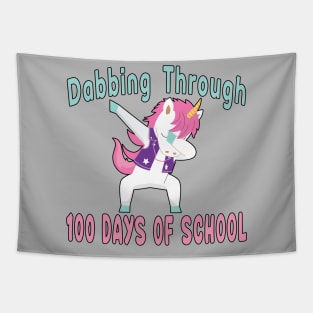 Dabbing Unicorn 100 Days of School Student Kids. Tapestry