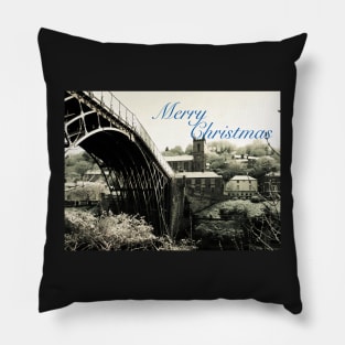 Merry Xmas Ironbridge Village Spring Snow Pillow