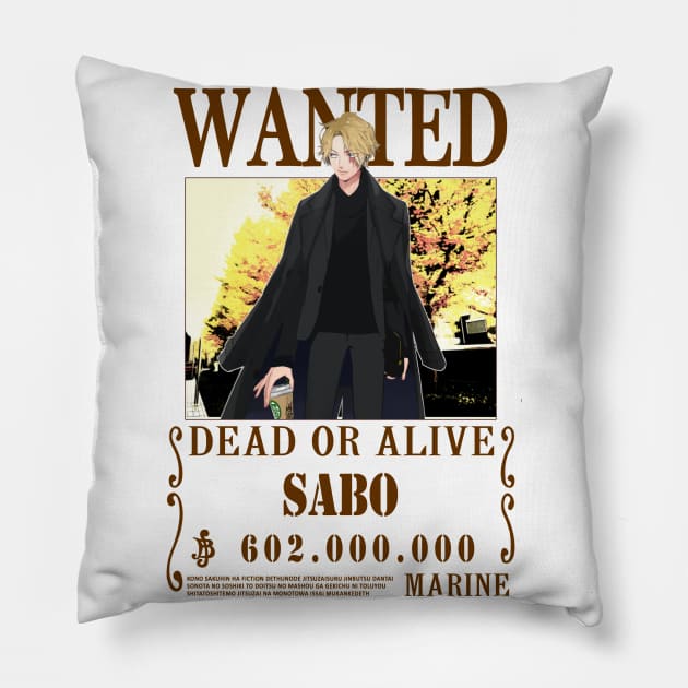Sabo One Piece Wanted Pillow by Teedream