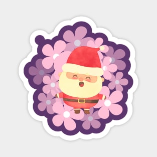 Retro vintage pink Santa Claus with vintage flower Magnet