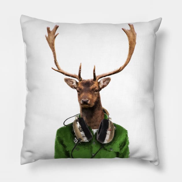 Forest Groove - majestic buck oil painting Pillow by thelazypigeon