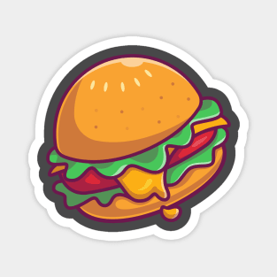 Cheese Burger Cartoon Illustration Magnet