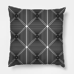 1960's Retro Mod Op Art Squares in Black and White Pillow