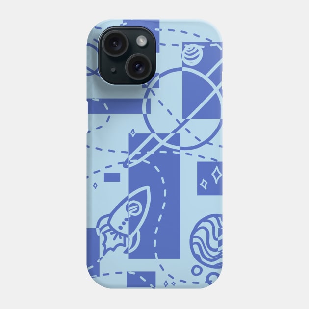 Geometric Galaxy (Faded Blue Version) Phone Case by Jan Grackle