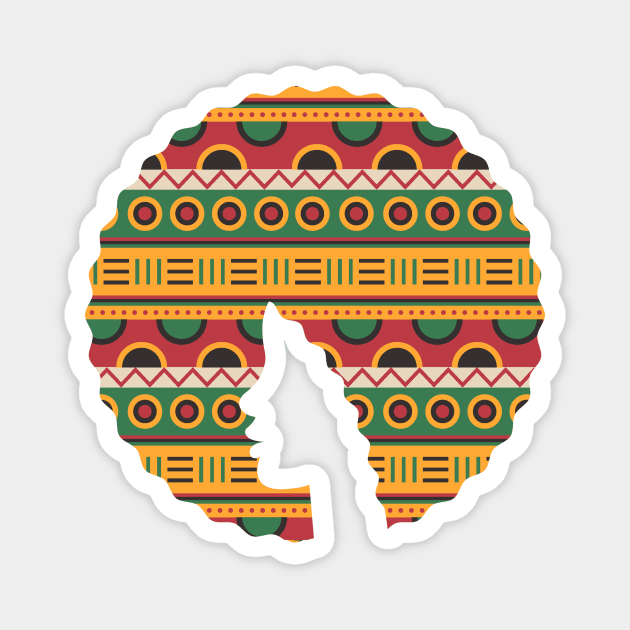 Afro Hair Woman with African Pattern, Black History Magnet by logiamerch