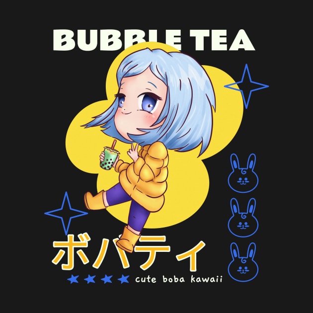 Kawaii Bubble Tea Boba Cute Anime Girl by Tip Top Tee's