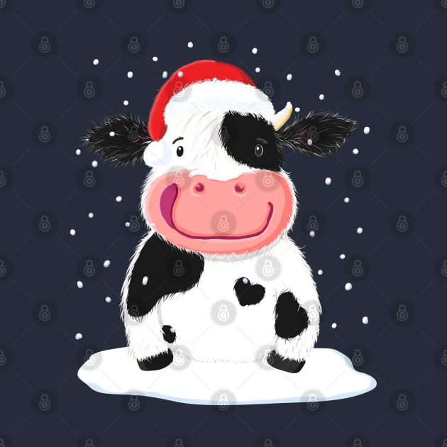 A Happy Holstein Cow In The Christmas Snow by brodyquixote