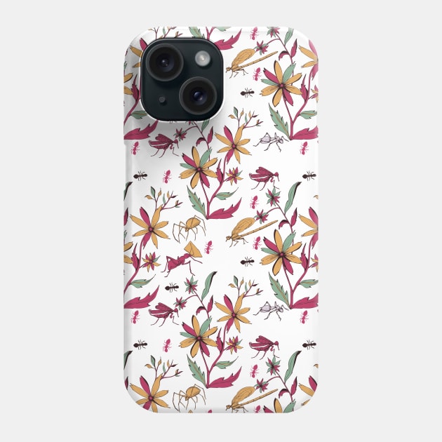 Bugs and Flowers Pattern Phone Case by ItsRTurn