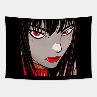 red asian woman in steampunk ecopop classy style art Tapestry