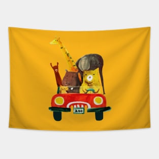 enjoying animals driving car Tapestry