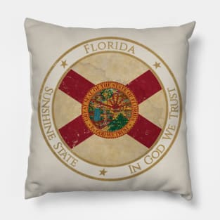 Vintage Florida State USA United States of America American Flag Pillow