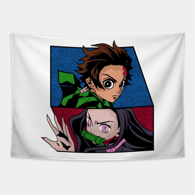 two demon slayer brothers and sisters Tapestry by feringrh