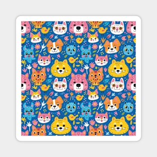 Whimsical Animal Faces Pattern Magnet