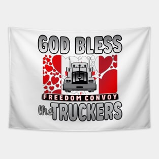 GOD BLESS THE TRUCKERS FREEDOM CONVOY 2022 - THANKS TO THE CANADIAN TRUCKERS SILVER Tapestry