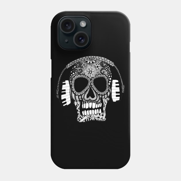 Skull Wearing Headphones Phone Case by julieerindesigns