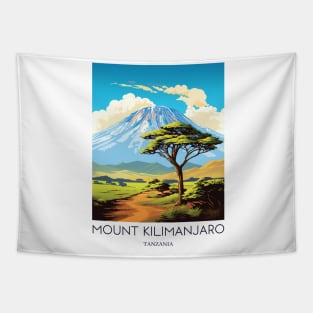 A Pop Art Travel Print of Mount Kilimanjaro - Tanzania Tapestry