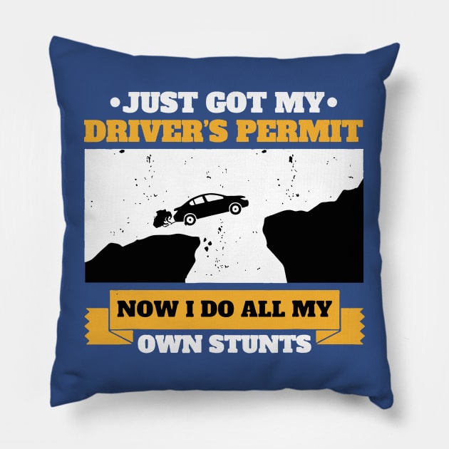 Just Got My Drivers Permit License Stunts 1 Pillow by DariusRobinsons