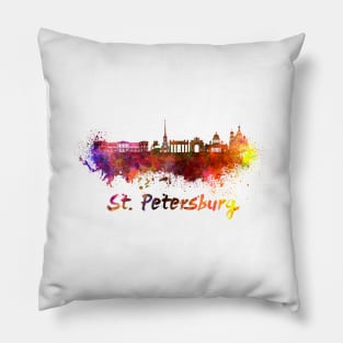 St,Petersburg skyline in watercolor Pillow