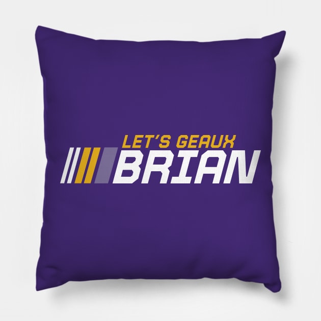 Let's Geaux Brian // Purple and Gold Tiger Football Pillow by SLAG_Creative