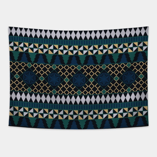 Nordic Sweater - Art Deco - Minimalist Colorful Holidays Tapestry by GenAumonier