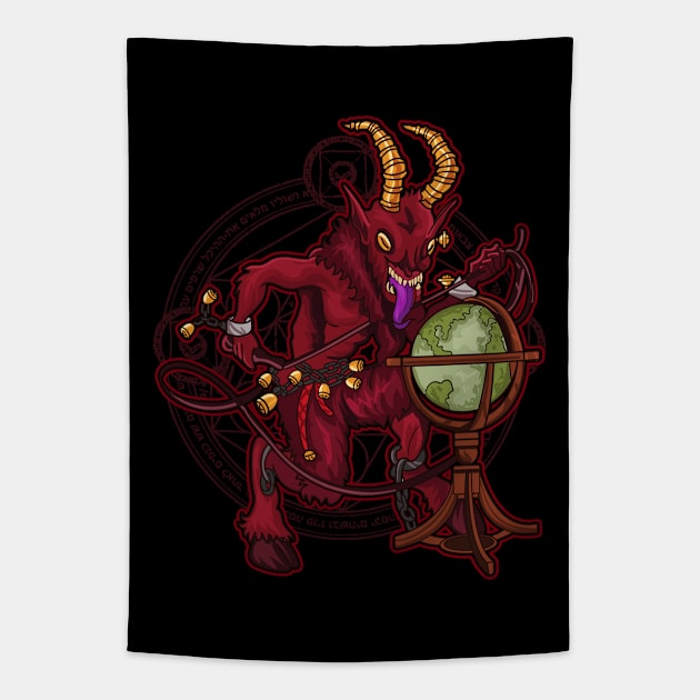 Greetings From Krampus Christmas Tapestry by E