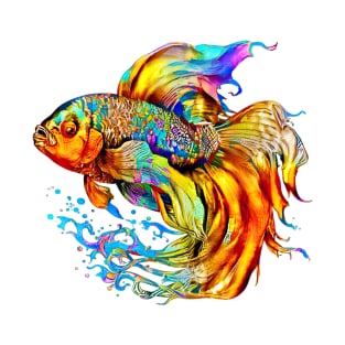Colorful betta fish, rainbow abstract art T-Shirt