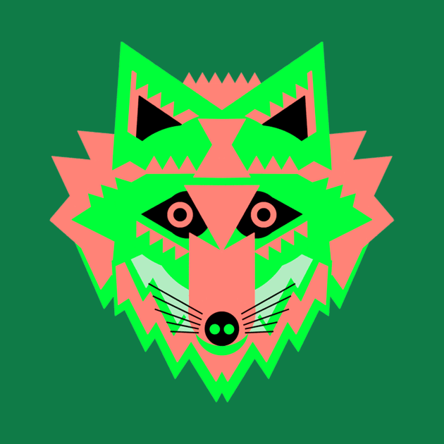 Neon Green Fox Face by AnimalMagic