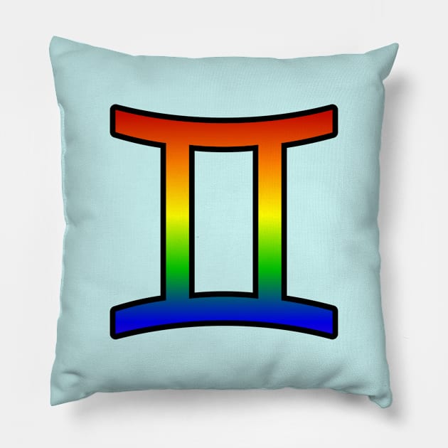 Gemini Rainbow Pride Symbol Pillow by SillyStarlight