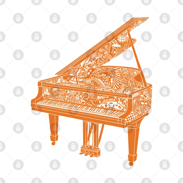 Piano Playing - Orange Ink! by BullShirtCo