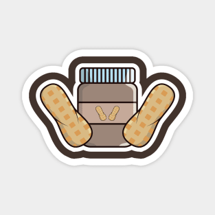 Peanut Butter Jar with Peanuts Sticker vector illustration. Food object icon concept. Peanut butter jars with sticker labels. Peanut butter packaging sticker design concept. Magnet