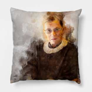 Ruth Bader Ginsburg with Judge Robes Portrait Watercolor Pillow