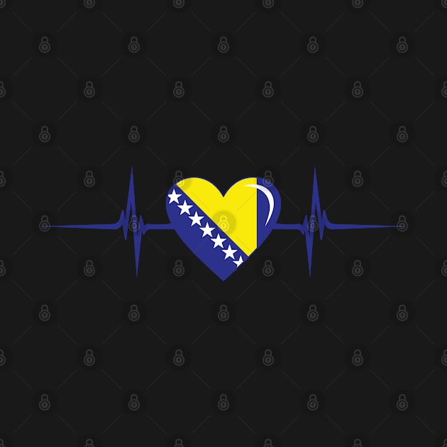 Heartbeat Design Bosnian Flag Bosnia and Herzegovina by MGS