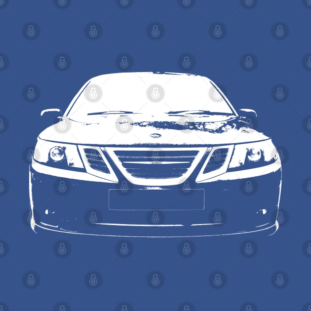 Saab 9-3 2nd generation classic car white monoblock by soitwouldseem