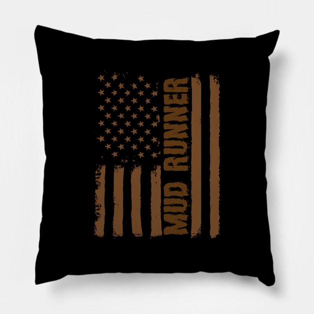 USA Flag Mud Runner Pillow by thingsandthings