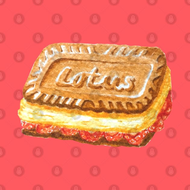 Lotus Biscoff Cookie Ice Cream Sandwich Watercolour Painting by toffany's