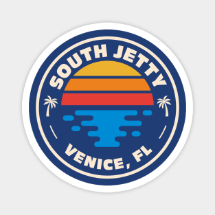 Retro South Jetty Beach Venice Florida Vintage Beach Emblem Magnet