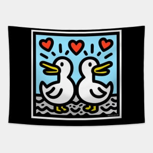 Love ducks - Pop art - Blue Tapestry