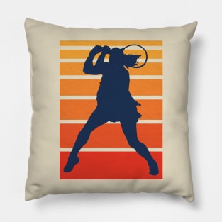 Vintage Women Tennis Silhouette Pillow