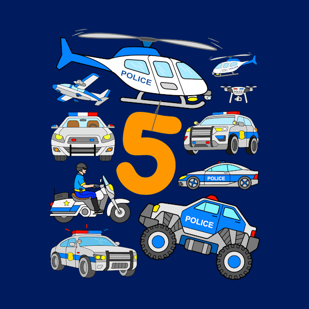 Police 5th Birthday Design Cop Cars by samshirts