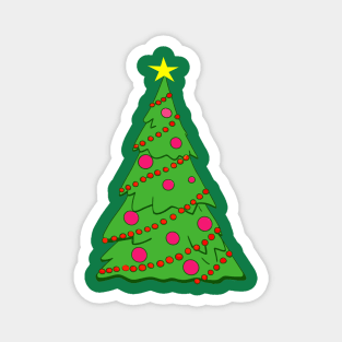 Festive Christmas Tree – Holiday Art with Star and Ornaments Magnet