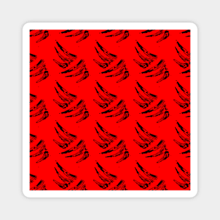 Black feathers on a red background, abstraction Magnet