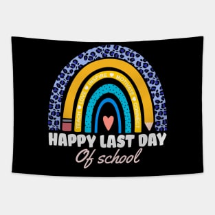 Happy Last Day of School Boho Leopard Rainbow Teachers Gift Tapestry