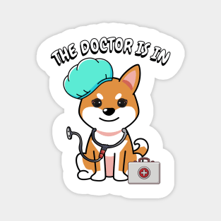 Cute orange dog is a doctor Magnet