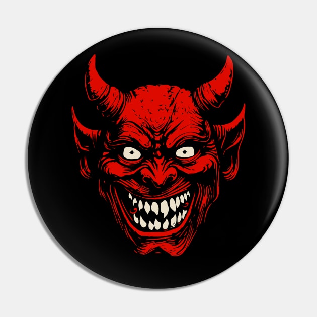 Lino Cut Devil Pin by n23tees