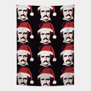 Edgar Allan Poe Bearing a Santa Hat Tapestry