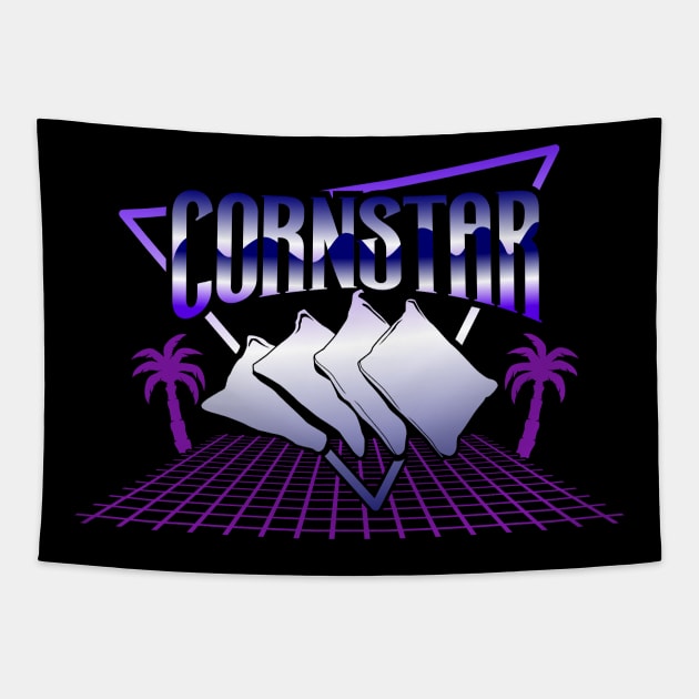 Retrowave Cornstar - Cornhole Tapestry by Modern Medieval Design